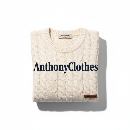 AnthonyClothes branded sweater on white background